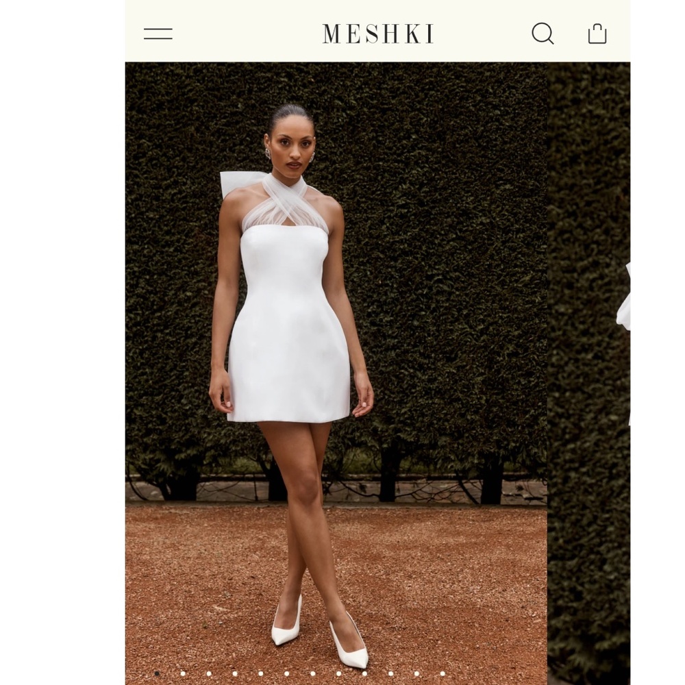 Meshki White Cross-Strap Mini Dress